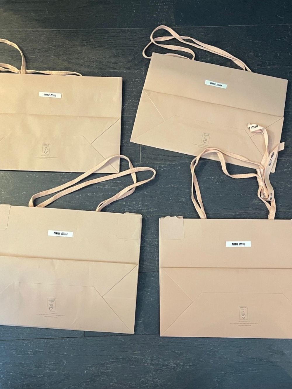 Lot of 4 Miu Miu pink empty shopping bags with ribbon cards and tag - Picture 9 of 11